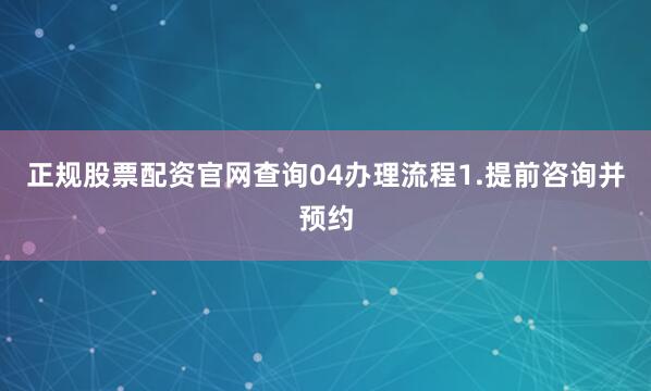 正规股票配资官网查询04办理流程1.提前咨询并预约